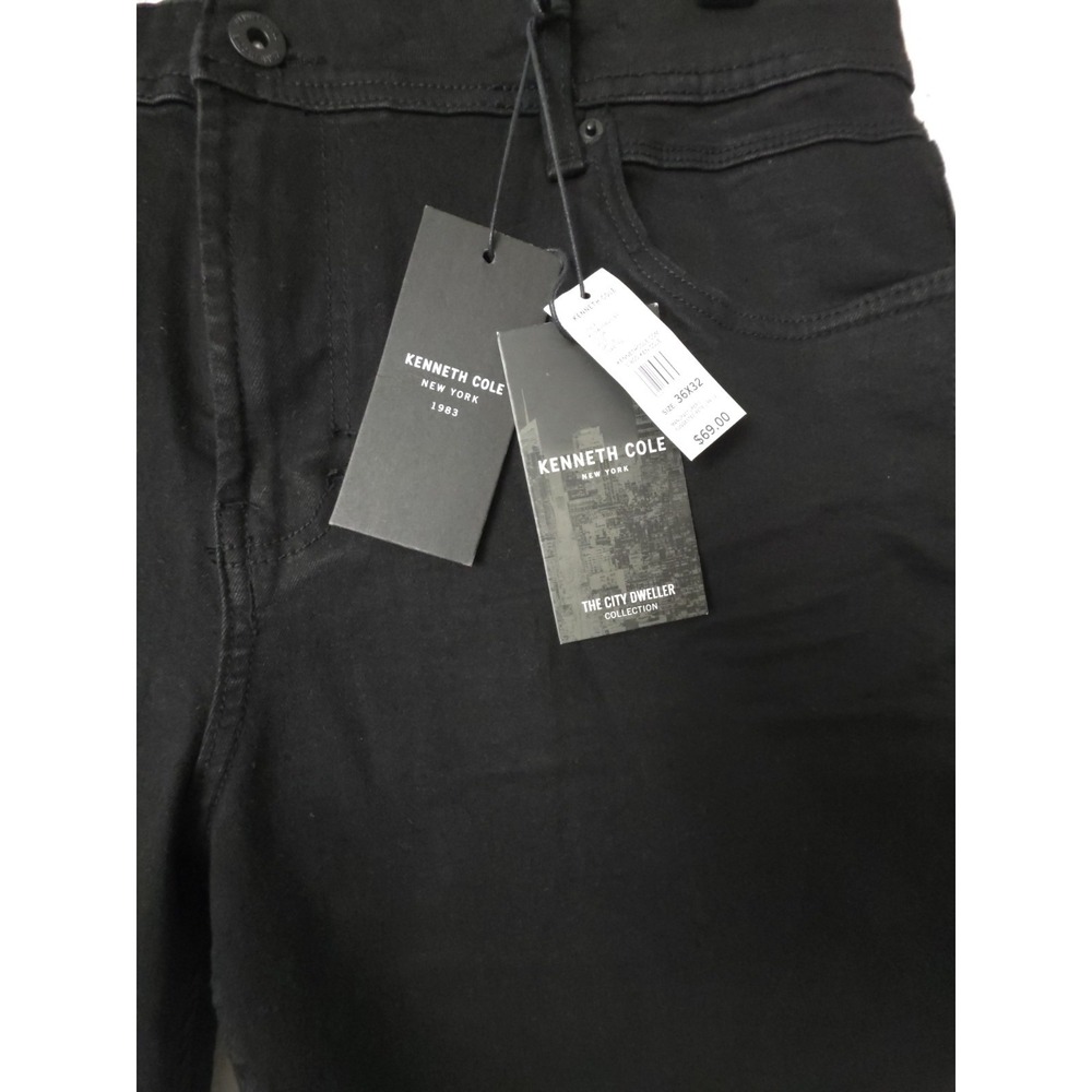 Kenneth Cole Mens Straight Fit Number 2 Jeans Black 36x32 Stretch NWT - Picture 2 of 11
